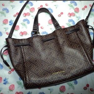 Liz Claiborne Brown Geometric Tote with Dual Handles